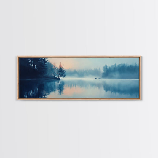 Misty Lake Reflections Canvas Print Tranquil Water Scene, Minimalist Nature Painting, Living Room Art, Serene Wall Decor, Gift Idea