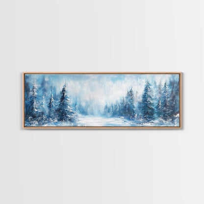 Winter Wonderland Framed Canvas Print, Snowy Forest Wall Art, Christmas Home Decor, Scandinavian Winter Art, Cozy Cabin Wall Art