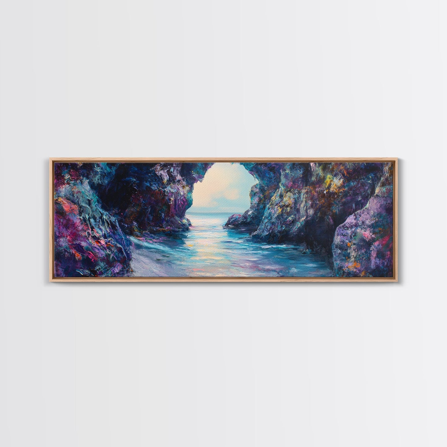 Enchanted Ocean Cave Canvas Print Mystical Coastal Wall Art Vibrant Seascape Home Decor Living Room Nature Lover Gift