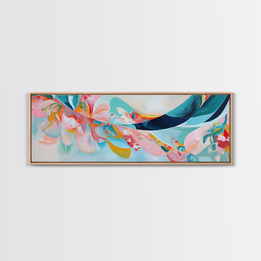 Abstract Floral Swirl Painting, Soft Pastel Modern Art, Colorful Contemporary Wall Decor, Elegant Bedroom, Framed Canvas Print