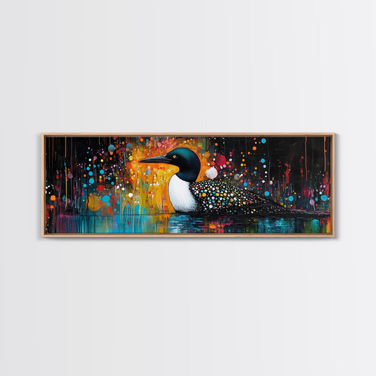 Abstract Loon Painting Canvas Print Colorful Wildlife Art Contemporary Wall Decor Rustic Lodge Artwork Bedroom or Living Room Accent