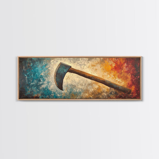 Rustic Axe Framed Canvas Print Vintage Woodcutter Wall Art, Cabin Lodge Decor, Industrial Farmhouse Painting, Masculine Living Room Art