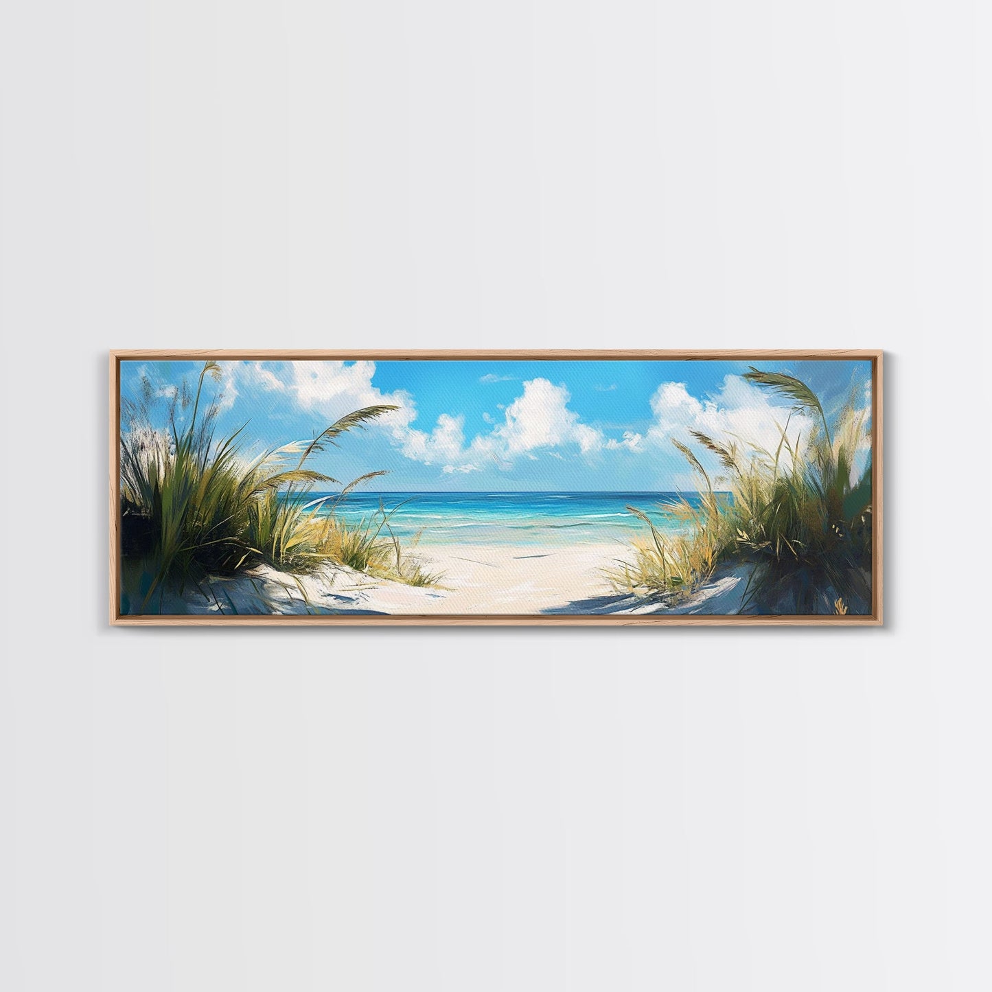 Tranquil Ocean Beach View Canvas Print, Coastal Wall Art, Blue Nautical Decor, Modern Seascape Painting, Beach House Decor