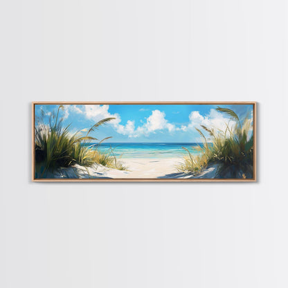 Tranquil Ocean Beach View Canvas Print, Coastal Wall Art, Blue Nautical Decor, Modern Seascape Painting, Beach House Decor