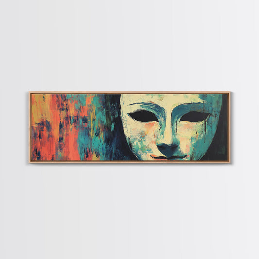Mystical Mask, Abstract Face, Colorful Expression, Canvas Print, Bohemian Wall Art, Home Decor, Unique Art, Living Room Artwork