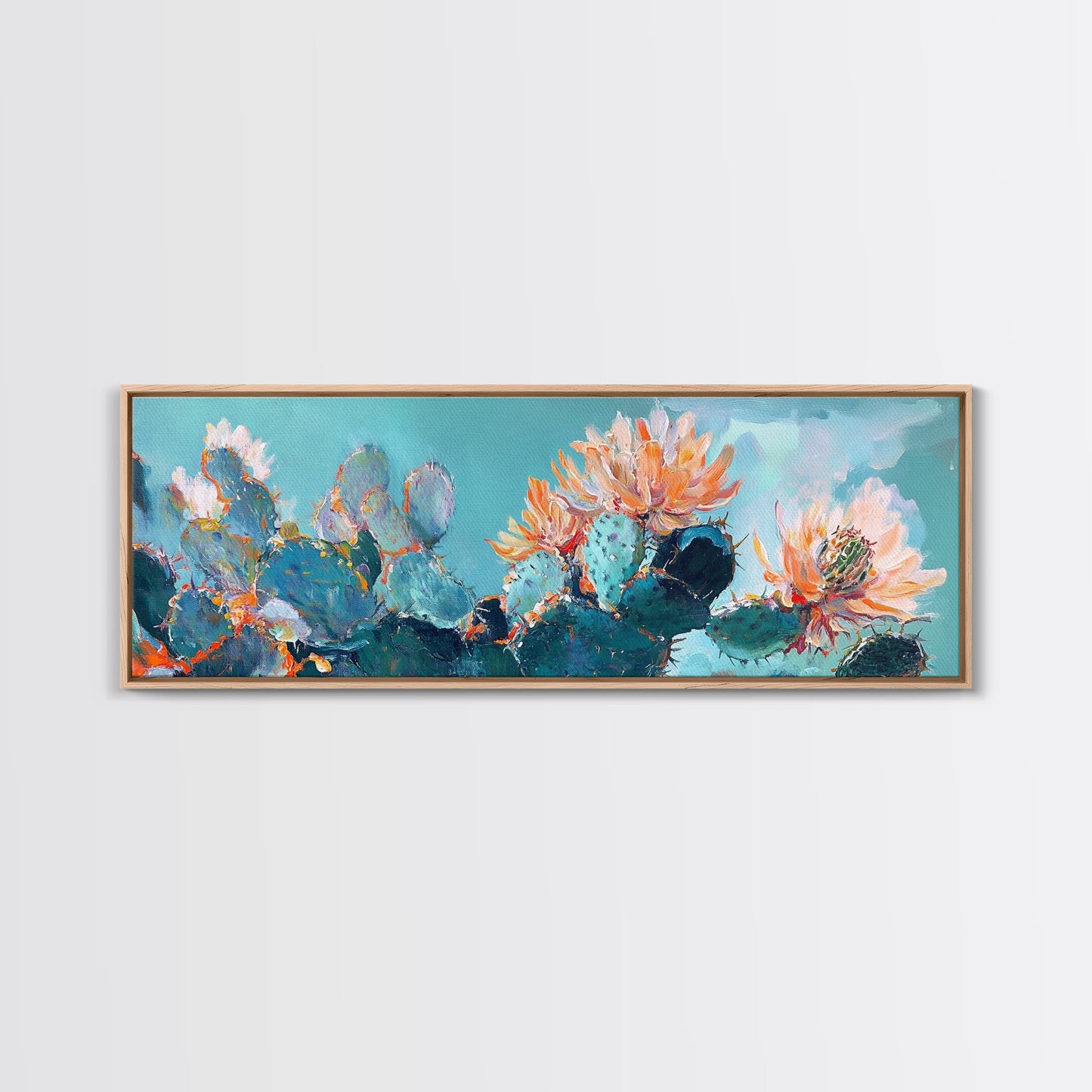 Blooming Cactus Flowers Canvas Print Vibrant Desert Painting, Boho Wall Art, Southwest Decor, Botanical Living Room Artwork