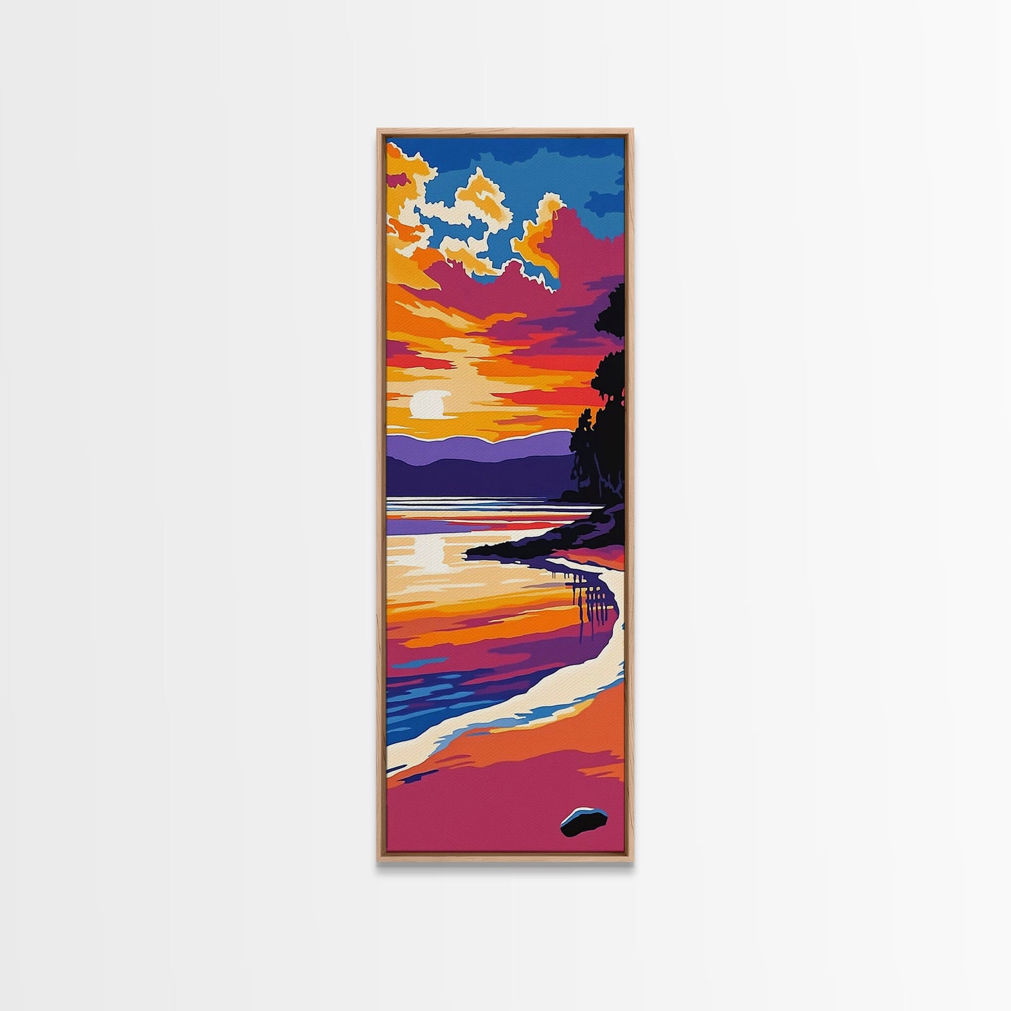 Sunset Beach, Ocean Wall Art, Coastal Decor, Framed Canvas Print, Vibrant Seascape, Modern Home Decor, Living Room Art, Boho Print