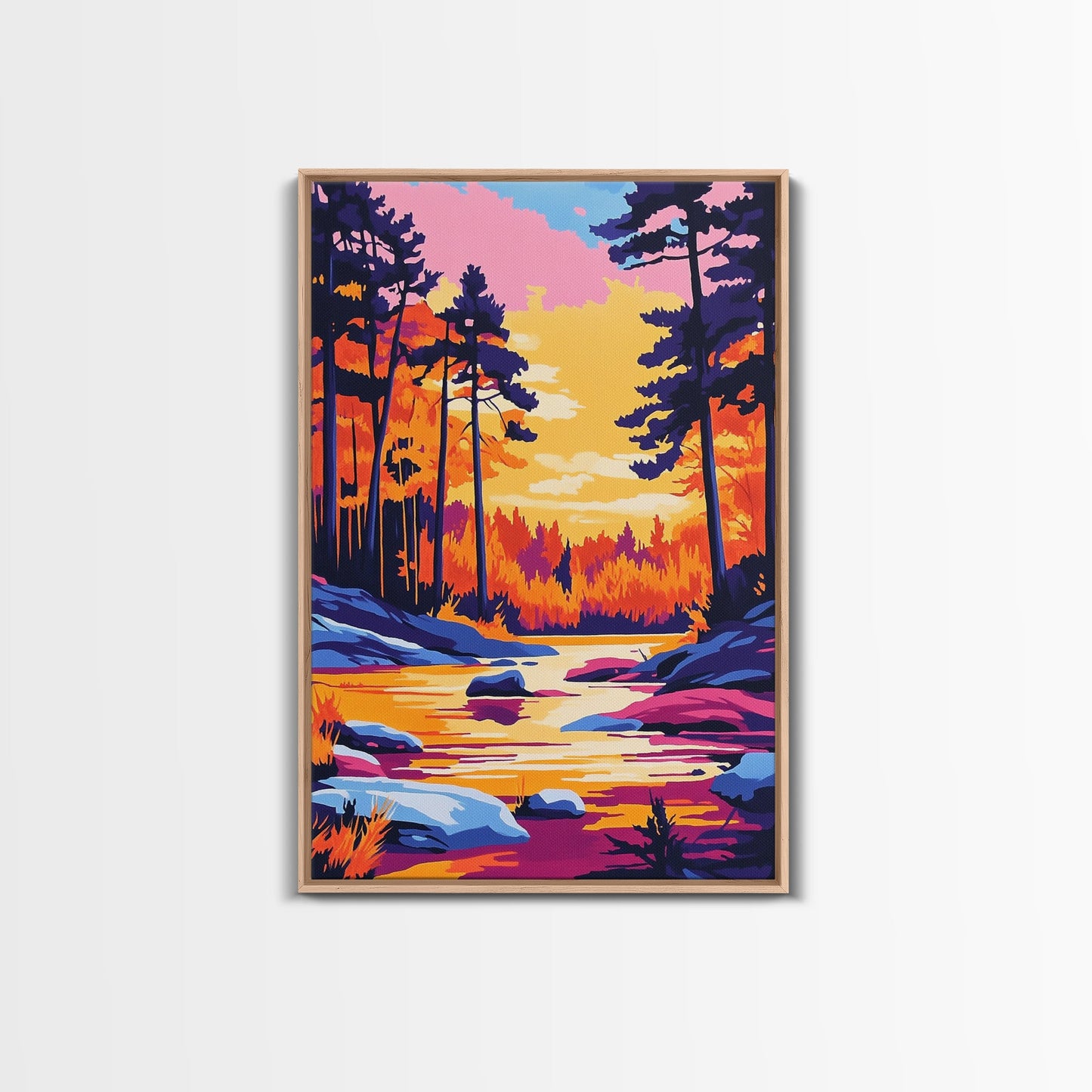 Autumn Forest, Golden Trees, Reflections On Water, Fall Landscape, Canvas Print, Cozy Home Decor, Warm Tones, Seasonal Wall Art