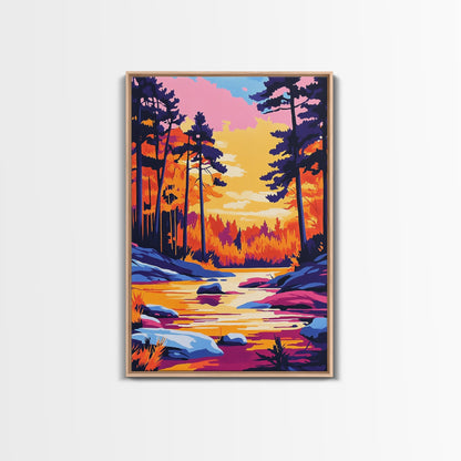 Autumn Forest, Golden Trees, Reflections On Water, Fall Landscape, Canvas Print, Cozy Home Decor, Warm Tones, Seasonal Wall Art