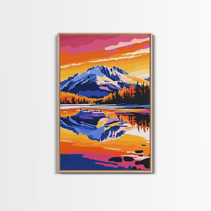 Hoch aufragende Kiefern, goldener Schein, majestätische Bäume, gerahmter Leinwanddruck, Naturgemälde, Waldlandschaft, Herbstliche Wanddekoration, Wohnzimmerdeko