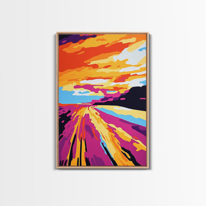 Desert Road, Sunset, Adventure, Canvas Print, Southwest Landscape, Travel Wall Art, Wanderlust Decor, Road Trip, Boho Home Style