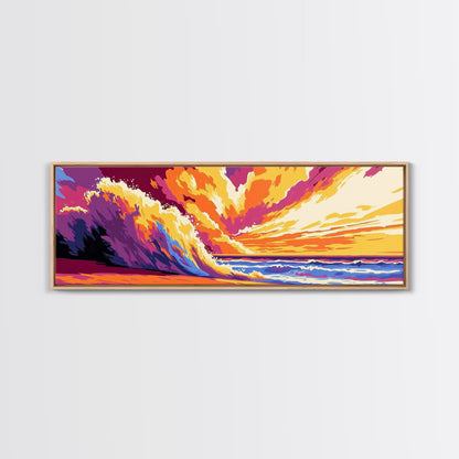 Ocean Wave, Beach Canvas Print, Vibrant Coastal Art, Tropical Wall Art, Framed Canvas Print, Surfing Decor, Colorful Seascape Painting