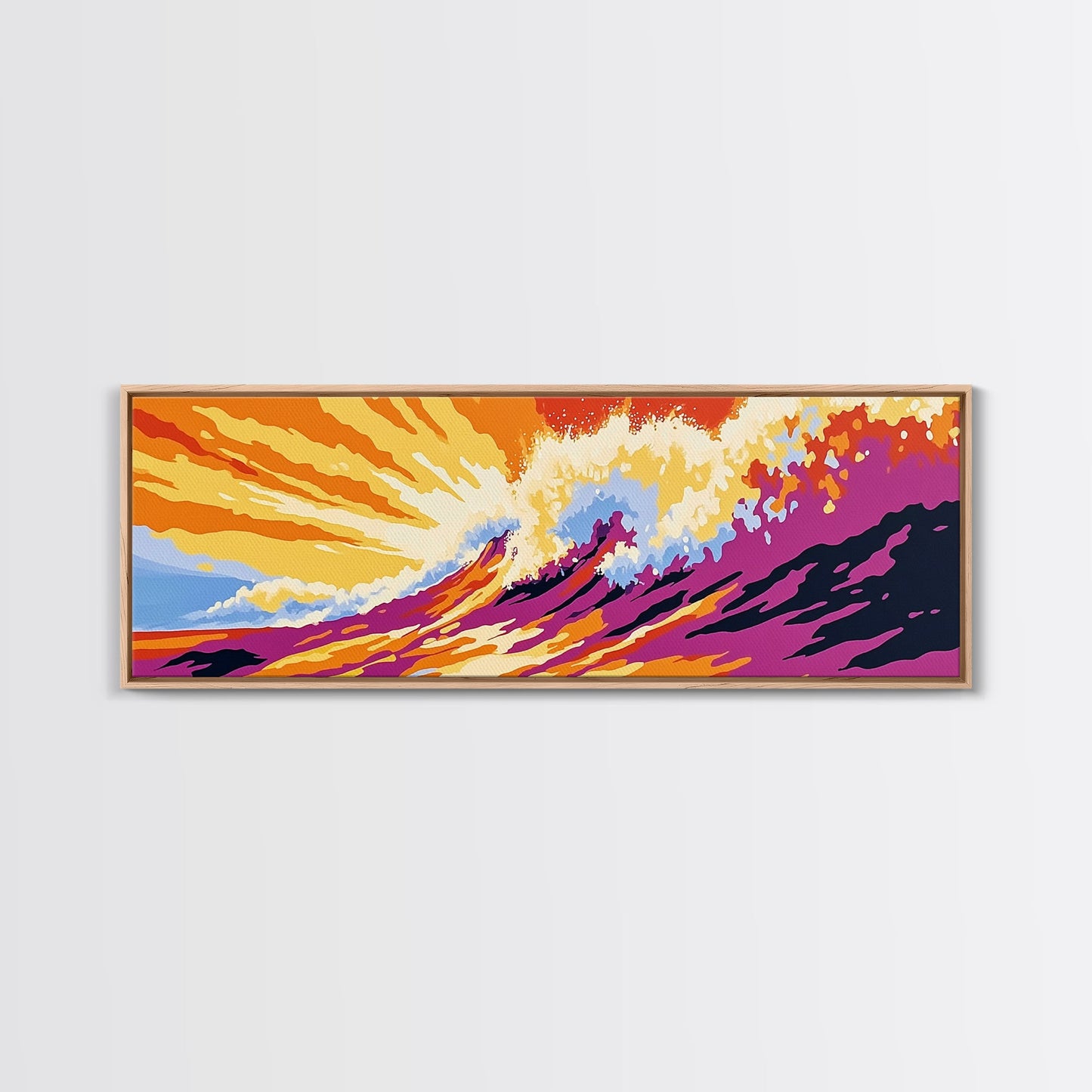 Ocean Wave, Sunset Surf, Coastal Energy, Canvas Print, Beach Wall Art, Bold Seascape, Vibrant Home Decor, Surfing Aesthetic