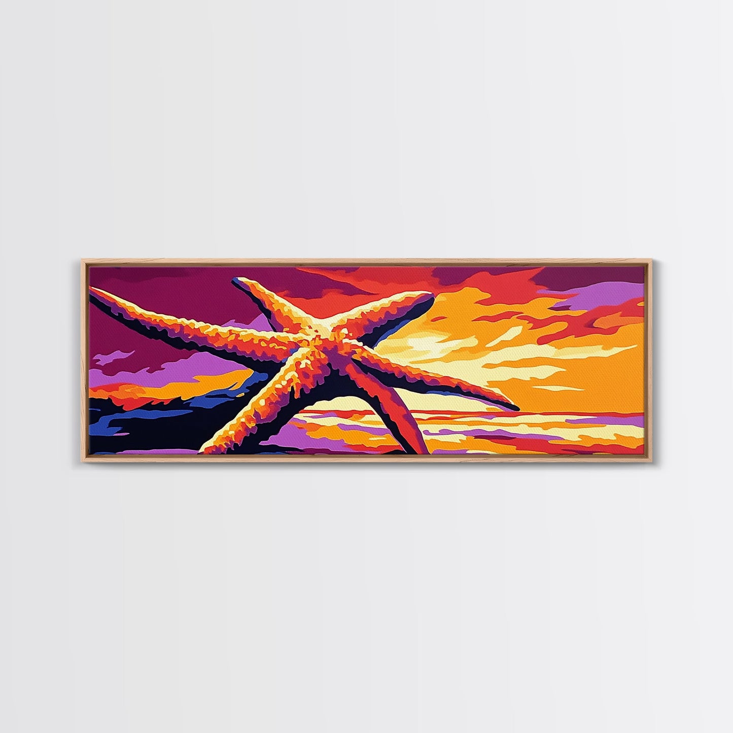 Starfish Sunset, Nautical Wall Art, Coastal Beach Decor, Ocean Scene, Canvas Print, Bold Colors, Seaside Living Room, Summer Vibes