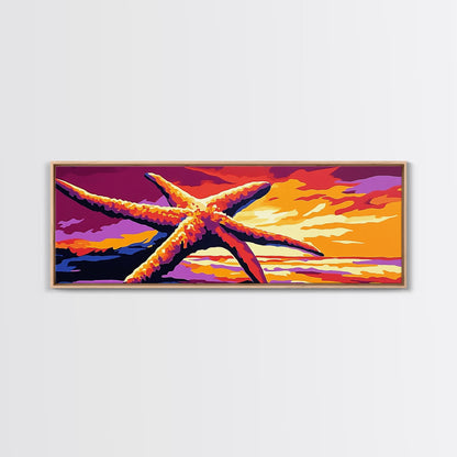 Starfish Sunset, Nautical Wall Art, Coastal Beach Decor, Ocean Scene, Canvas Print, Bold Colors, Seaside Living Room, Summer Vibes