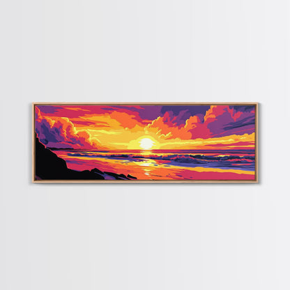 Beach Sunset, Tropical Wall Art, Coastal Landscape, Ocean View, Canvas Print, Bold Colors, Serene Living Room Decor, Summer Escape