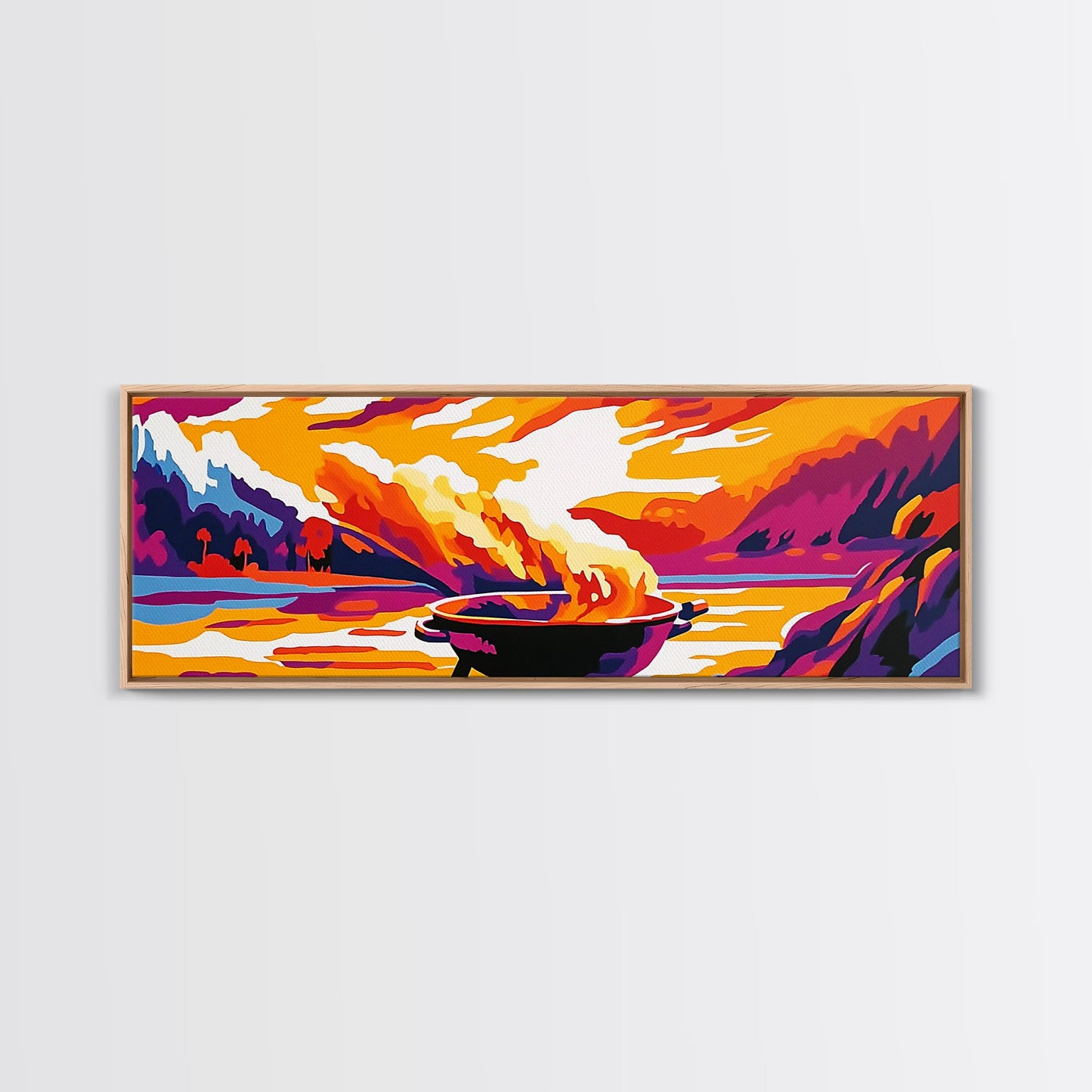 Campfire, Mountain Sunset, Wilderness Art, Canvas Print, Outdoor Enthusiast Gift, Rustic Decor, Living Room Wall Art, Warm Tones