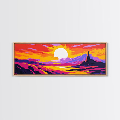 Desert Sunset Art, Western Landscape, Vibrant Canyon Painting, Bold Colorful Scenery, Rustic Wall Decor, Warm Southwest Vibes, Canvas Print
