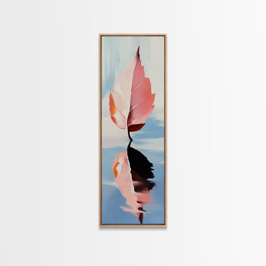 Floating Leaf, Autumn Reflection, Water Stillness, Canvas Print, Fall Wall Art, Minimalist Aesthetic, Tranquil Decor, Nature Inspired