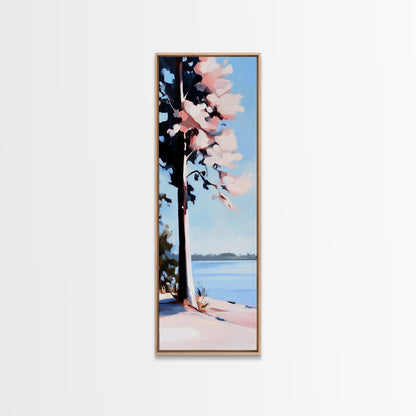 Lakeside Tree, Nature Artwork, Coastal Wall Art, Serenity Print, Canvas Print, Boho Landscape, Minimalist Art, Neutral Tones, Home Decor