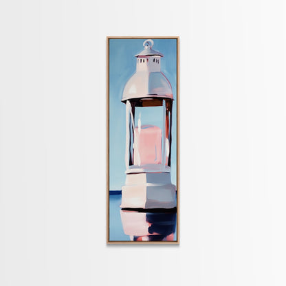 Lantern Glow, Nautical Artwork, Cozy Ambiance, Minimalist Coastal, Canvas Print, Beach House Wall Art, Warm Aesthetic, Living Room Decor