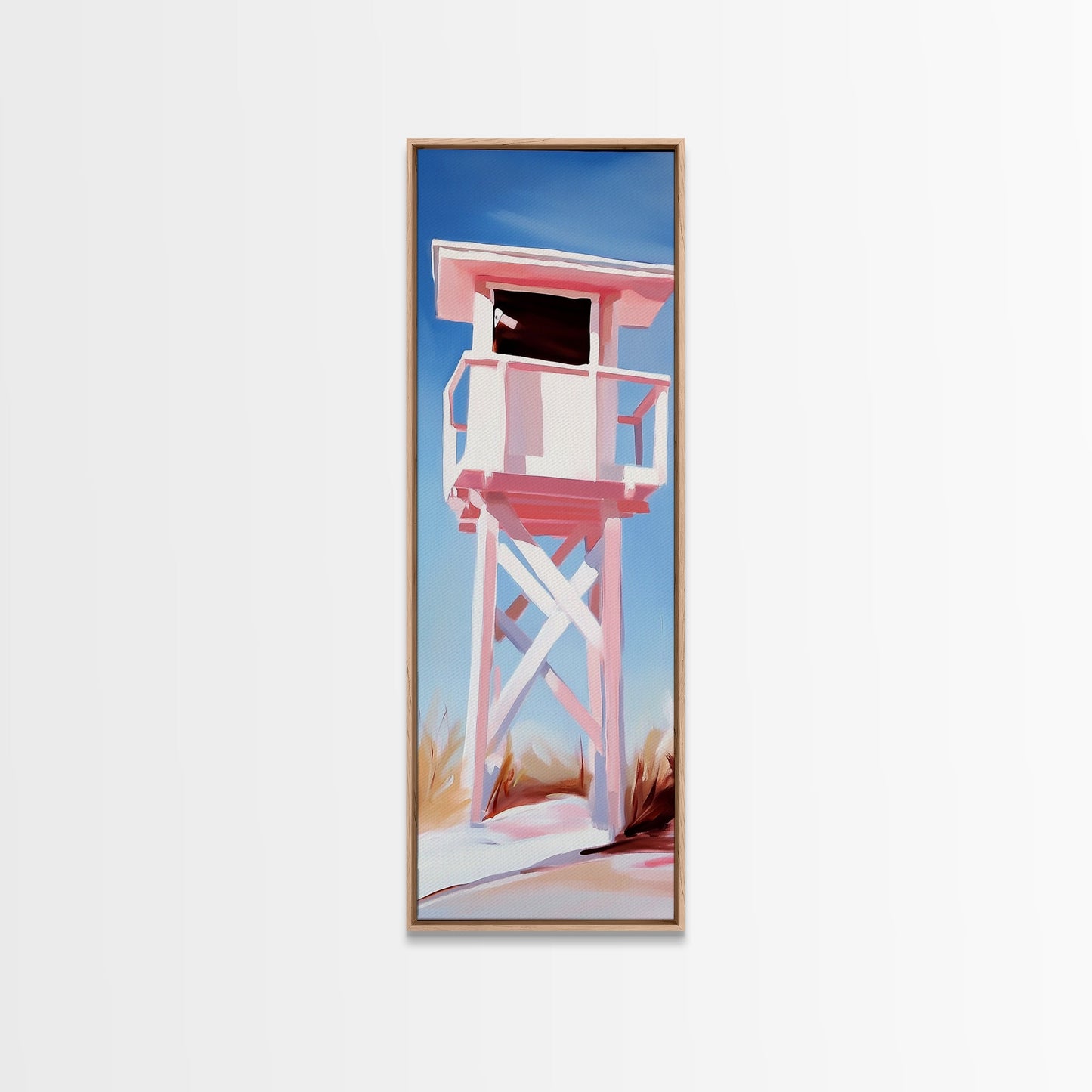 Lifeguard Tower, Beach House Art, Coastal Minimalism, Summer Seascape, Canvas Print, Nautical Theme, Modern Wall Art, Living Room Decor