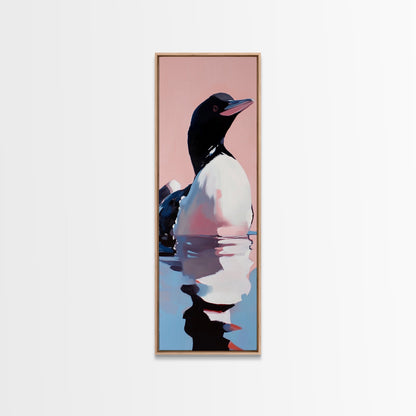 Loon, Water Bird, Wildlife, Nature Wall Art, Cabin Decor, Lake House Art, Animal Portrait, Minimalist Painting, Canvas Print