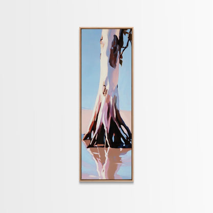 Tree trunk Coastal Home Decor, Blue Sky Painting, Seaside Aesthetic, Living Room Art, Canvas Print, Housewarming Gift