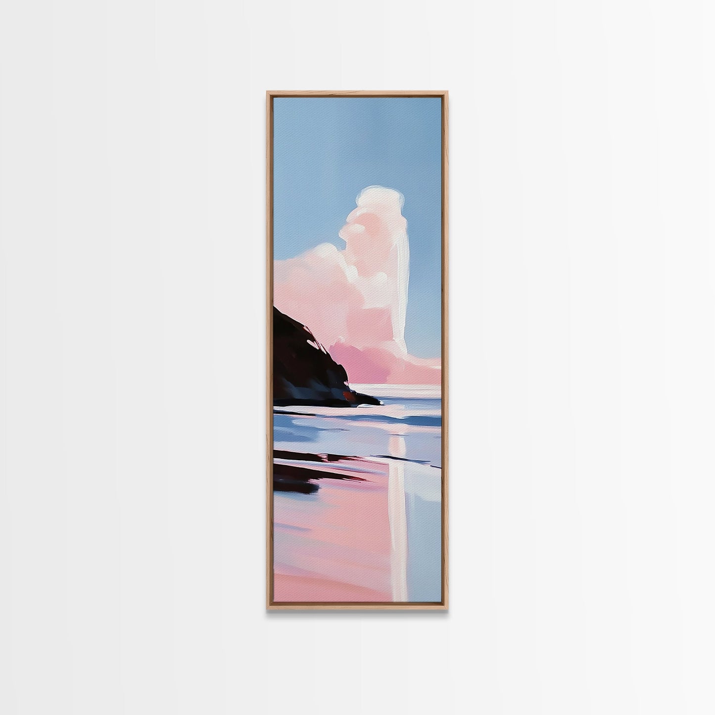 Pink Cloud, Dreamy Landscape, Soft Color Art, Aesthetic Sky, Boho Home Decor, Tranquil Seascape, Bedroom Wall Art, Framed Canvas Print
