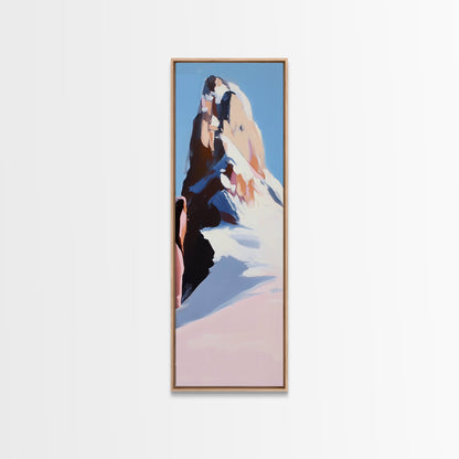 Mountain Modern Landscape, Snowy Peak, Framed Canvas Print, Contemporary Wall Art, Living Room Wall Art, Elegant Fine Art