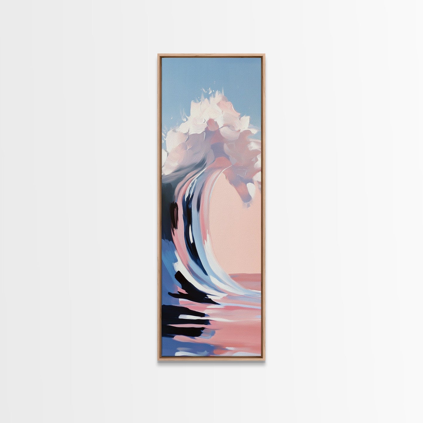 Pink Wave, Ocean Motion, Abstract Surf, Framed Canvas Print, Coastal Wall Art, Living Room Wall Art, Minimalist Aesthetic, Beach Vibes