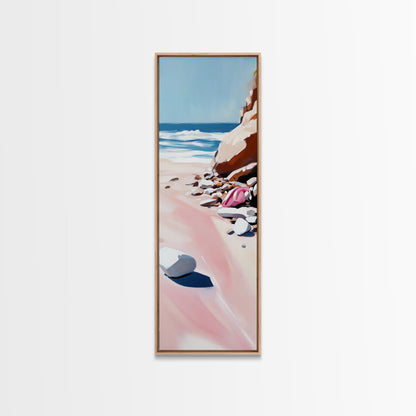 Sandy Beach, Coastal Escape, Ocean Bliss, Canvas Print, Beach House Decor, Minimalist Painting, Living Room Wall Art, Gift, Blue