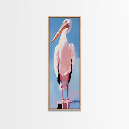 Pelican, Coastal Bird, Modern Beach Art, Nautical Home Decor, Ocean Animal, Boho Wall Art, Seaside Theme, Framed Canvas Print