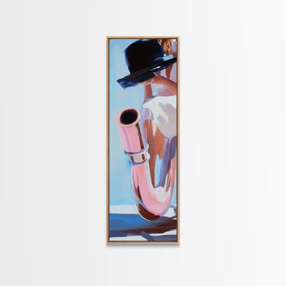 Saxophone, Jazz Music, Artistic Musician Art, Modern Wall Decor, Chic Abstract Painting, Music Room Accent, Framed Canvas Print