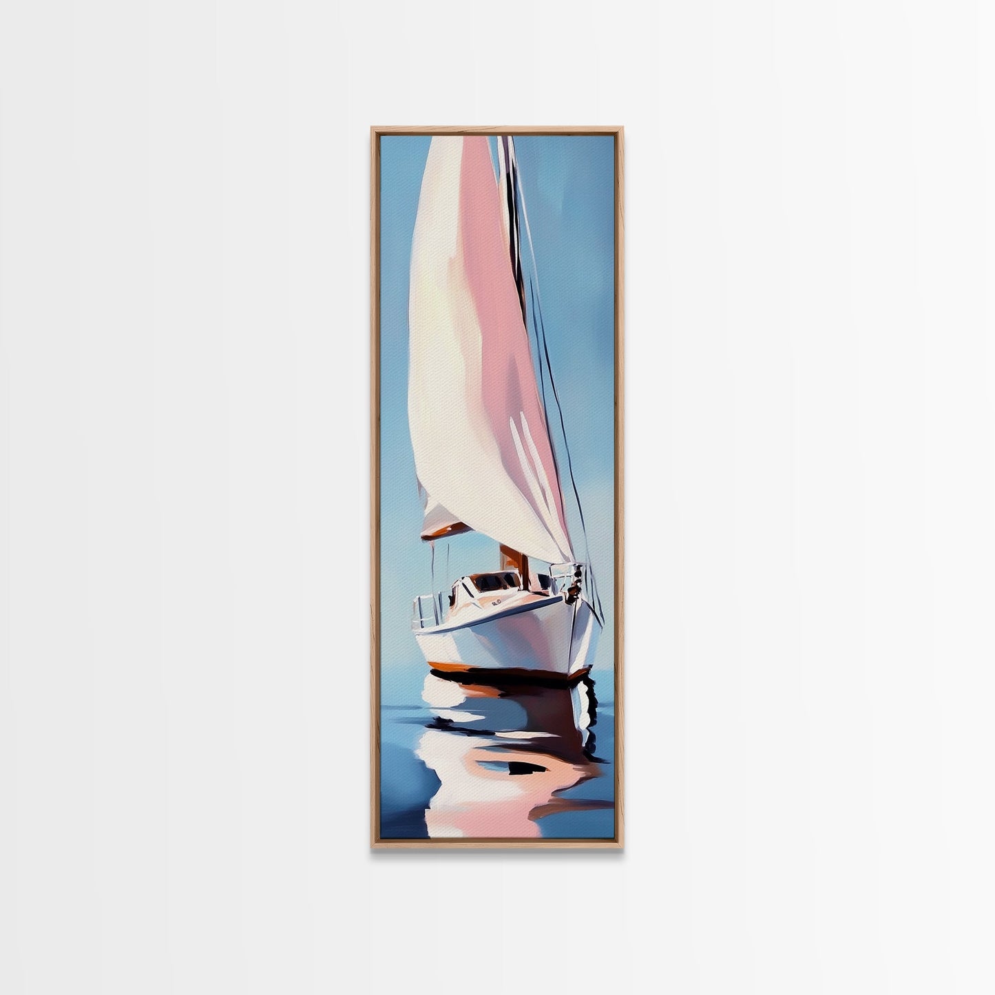 Sailboat Reflection, Nautical Painting, Coastal Wall Art, Canvas Print, Ocean Lover Gift, Modern Seascape, Beach House Decor