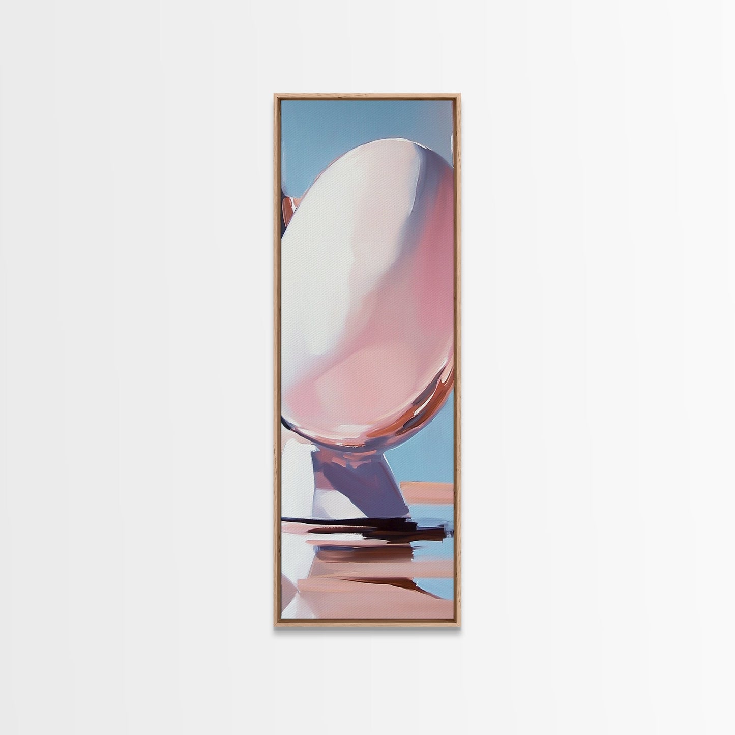 Abstract Reflection, Pink, Blue, Modern Art, Minimalist, Surrealist, Contemporary, Stylish, Bedroom, Framed Canvas Print