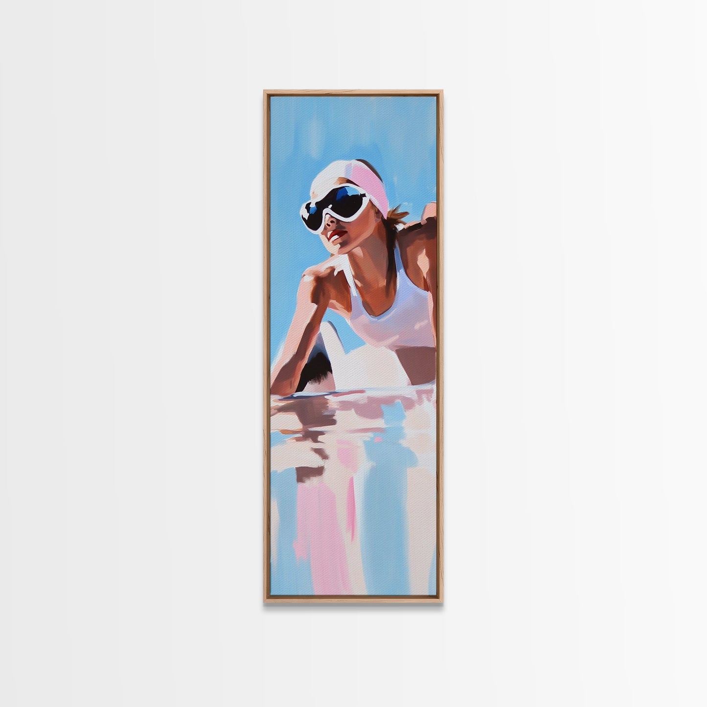 Ski Girl, Winter Adventure, Sporty Aesthetic, Snowy Mountain Art, Outdoor Enthusiast Gift, Framed Canvas Print, Modern Wall Decor