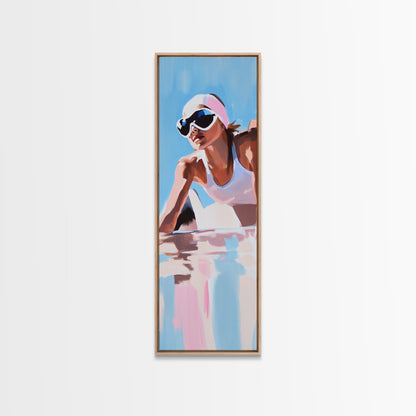 Ski Girl, Winter Adventure, Sporty Aesthetic, Snowy Mountain Art, Outdoor Enthusiast Gift, Framed Canvas Print, Modern Wall Decor