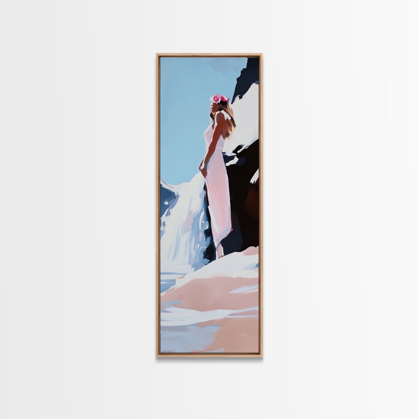 Woman in Nature, Ocean View, Beach Scene, Canvas Print, Romantic Art, Soft Aesthetic, Minimalist Wall Art, Feminine Energy, Serene Mood