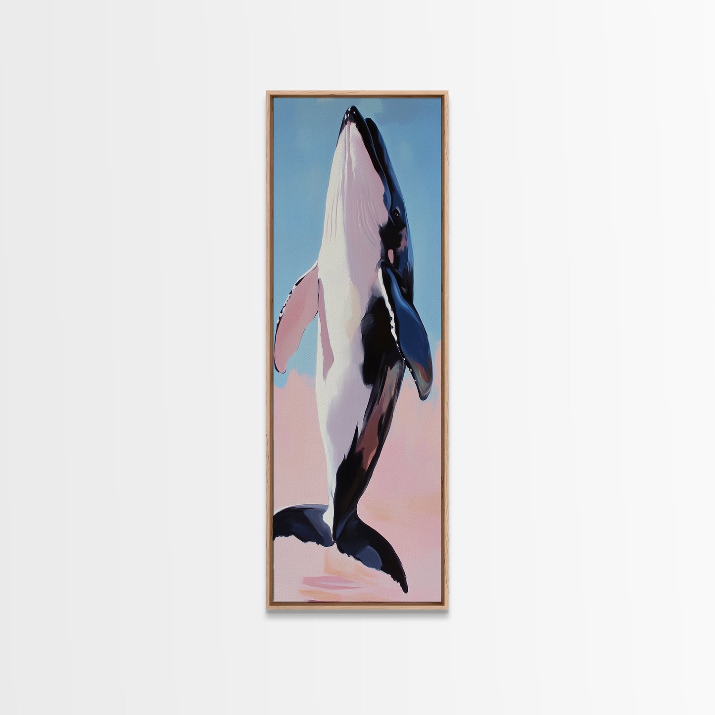 Jumping Whale, Ocean Waves, Marine Life, Canvas Print, Nautical Wall Art, Beach House Decor, Blue Coastal Art, Living Room Wall Art