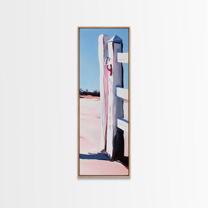 Zaunpfosten, rustikale Landschaft, Wandbild im Landhausstil, gerahmter Leinwanddruck, minimalistische Kunst, Strandhausdeko, Landhausästhetik