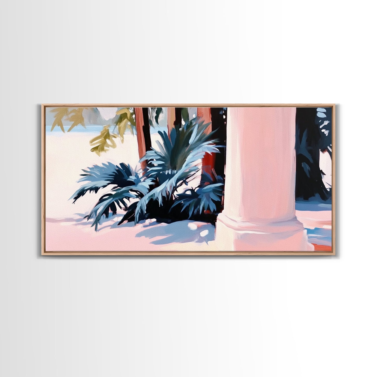 Palm Tree Painting, Coastal Tropical Art, Minimalist Summer Aesthetic, Soft Pastel Beach Decor, Boho Home Wall Art, Canvas Print