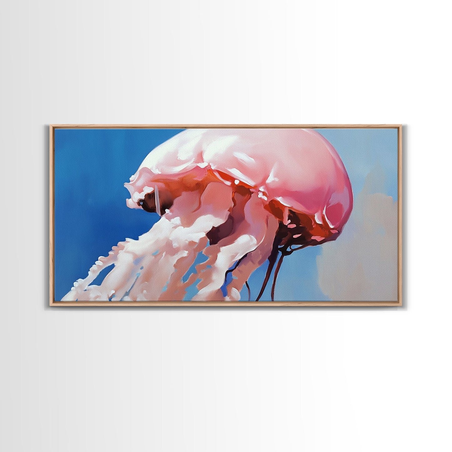 Quallen, Meereskunst, Meereslebewesen, Leinwanddruck, Küstenwanddeko, Strandhauskunst, Nautische Malerei, Minimalistische Unterwasserkunst