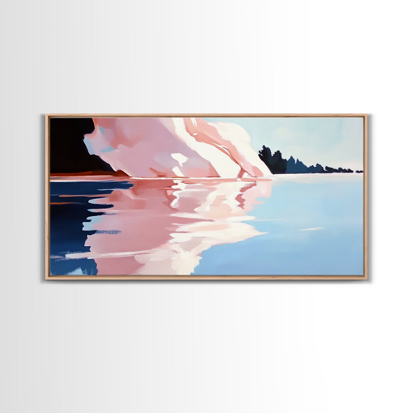 Eisbergspiegelung, Arktische Landschaft, Kühle Farbtöne, Meeresszene, Gerahmter Leinwanddruck, Moderne Wandkunst, Bürodekoration, Küstenmalerei