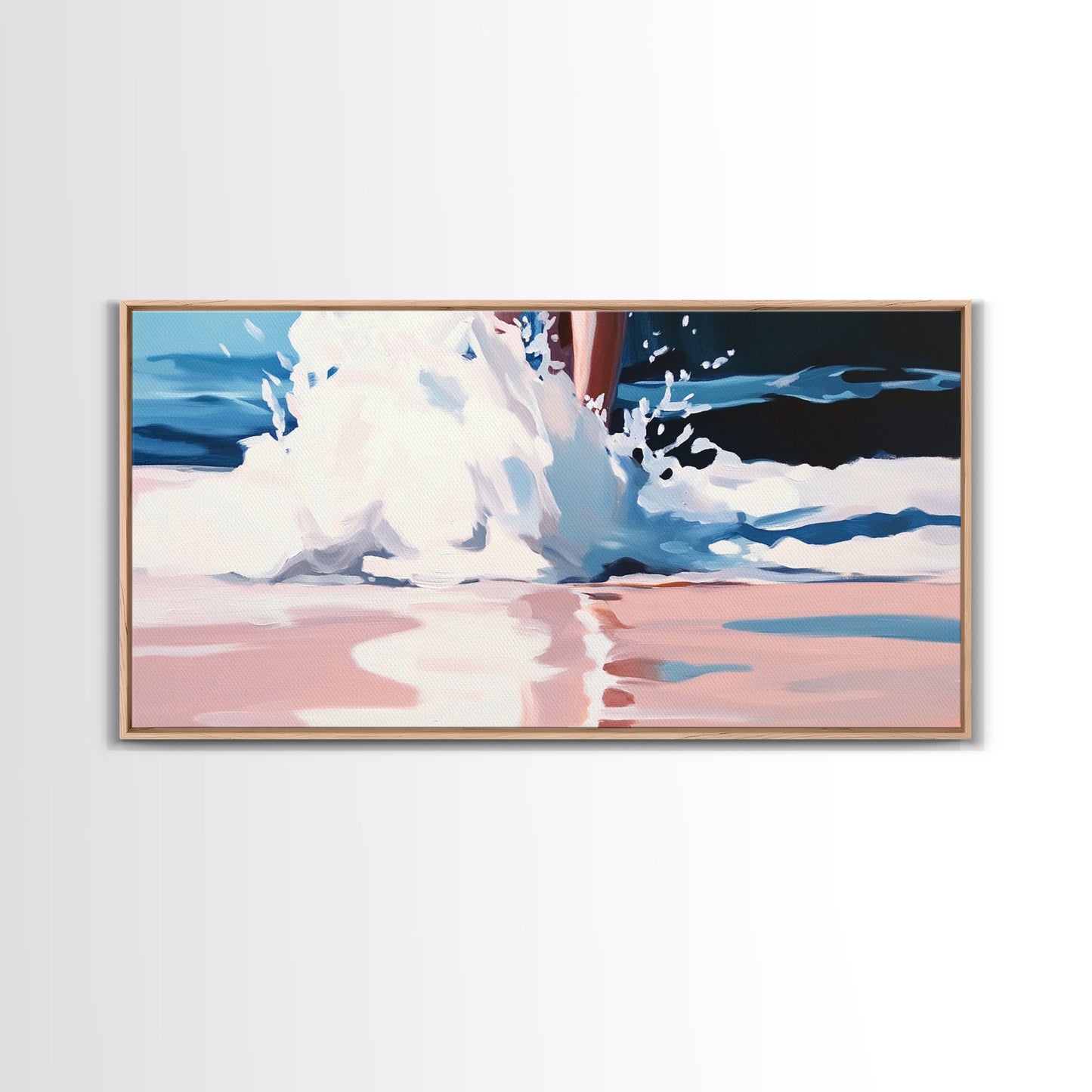 Meereswellen-Spritzer, Küsten-Surf-Druck, Dynamische Strandwandkunst, Maritime Meeresdekoration, Moderne blaue Ästhetik, Badezimmer-Leinwanddruck