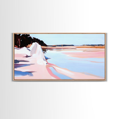 Klippen, Wasser, Spiegelung, Leinwanddruck, Küstenkunst, zeitgenössisches Seestück, Küstenansicht, Pastelllandschaft, Meeresdekor