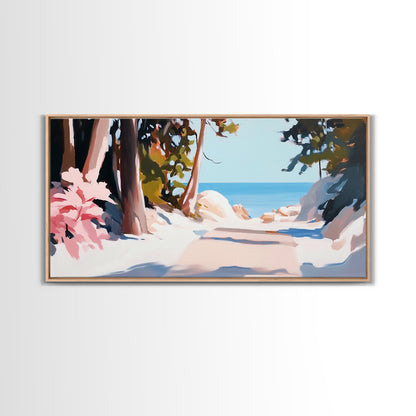 Woodland Path, Lakeside Retreat, Nature Escape, Canvas Print, Rustic Wall Art, Cabin Decor, Landscape Painting, Outdoor Serenity