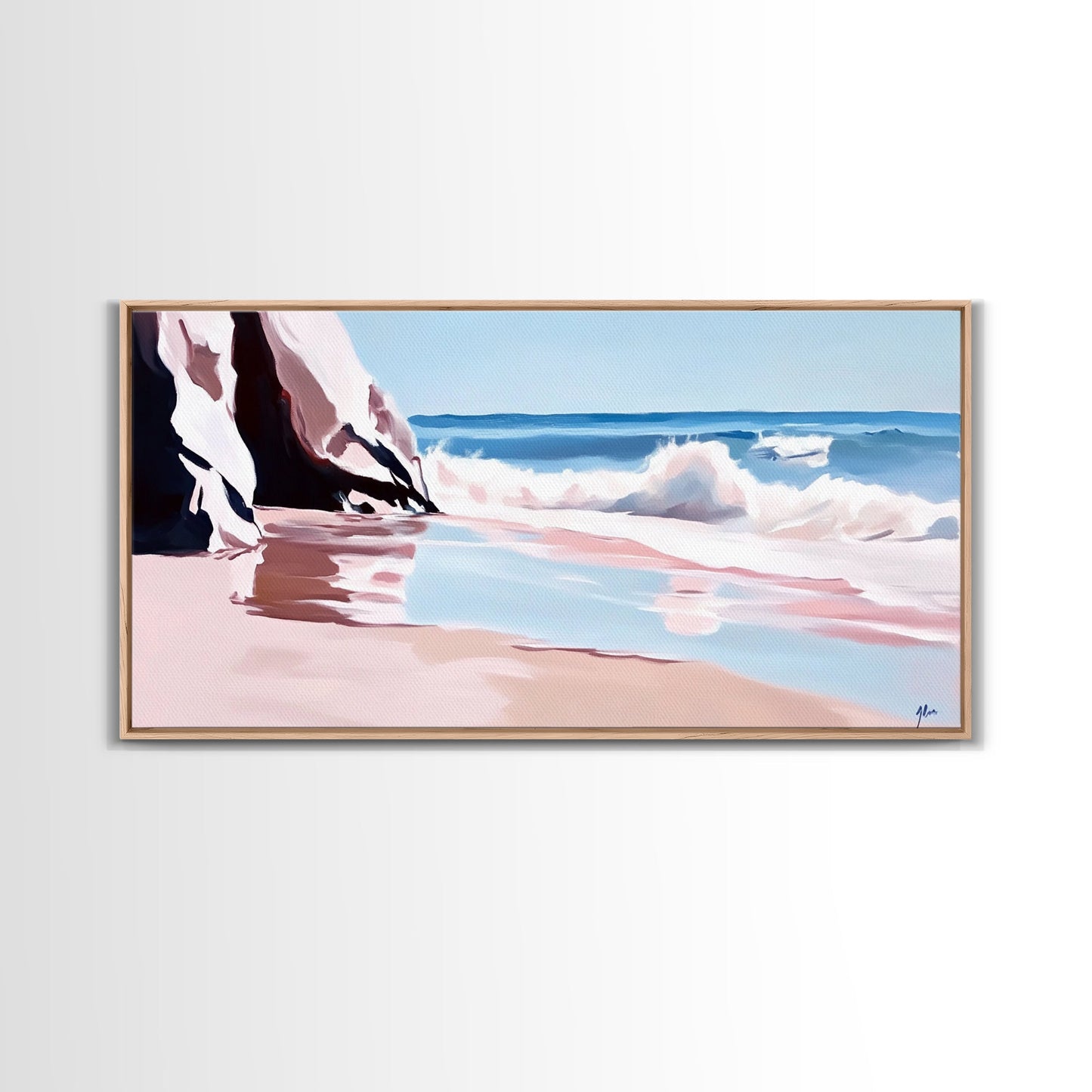 Ocean Waves, Seascape Painting, Beach Aesthetic, Coastal Home Art, Relaxing Seashore, Minimalist Art, Canvas Print, Bathroom Decor
