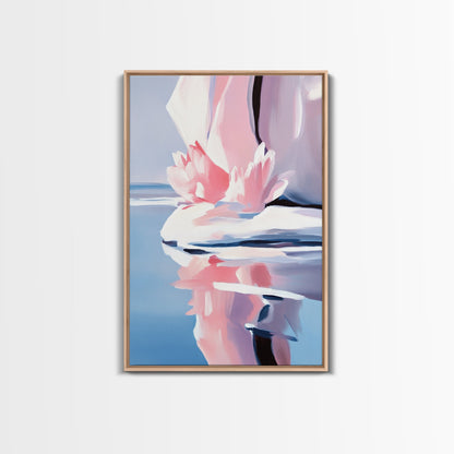 Lotus Reflection, Water Lily, Framed Canvas Print, Zen Wall Art, Serene Nature Painting, Spa Room Decor, Tranquil Aesthetic, Relaxation Gift