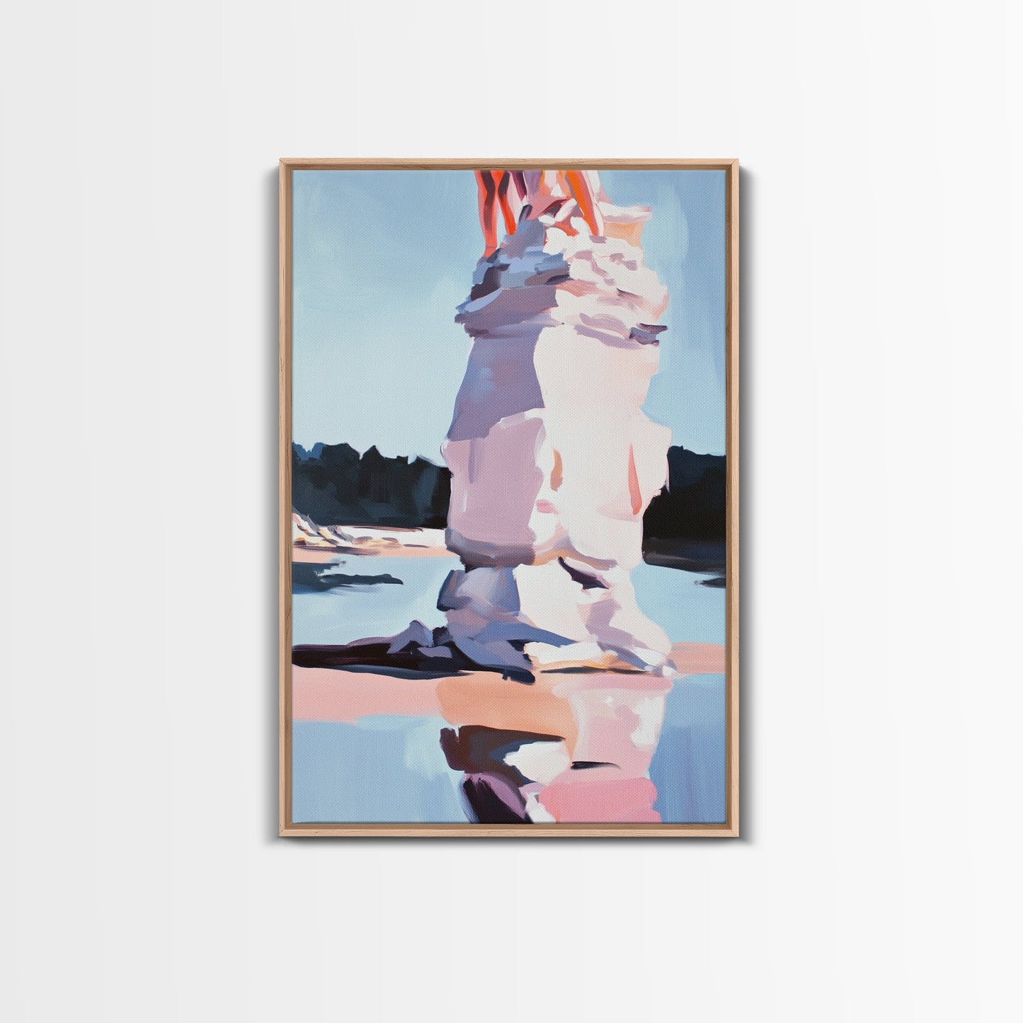 Pink Ice, Abstract, Winter Wall Art, Modern Home Decor, Pastel Landscape, Nature Inspired, Contemporary Art, Framed Canvas Print